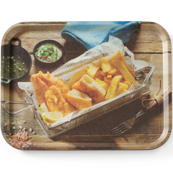 Skridsikker bakke til servering af velsmagende fiskechips 330 x 430 mm - Hendi 508022