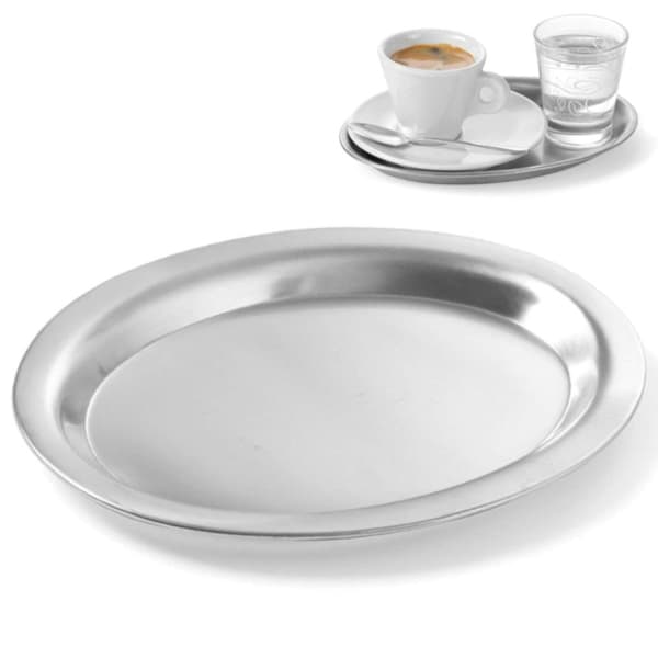 Oval kaffeserveringsbakke i stål 28x22cm
