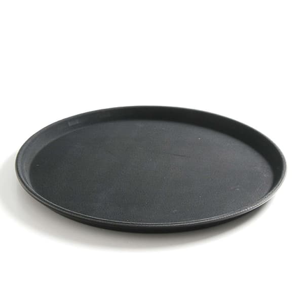 Tjenerbakke, skridsikker, modstandsdygtig, rund, diameter. 28 cm - sort