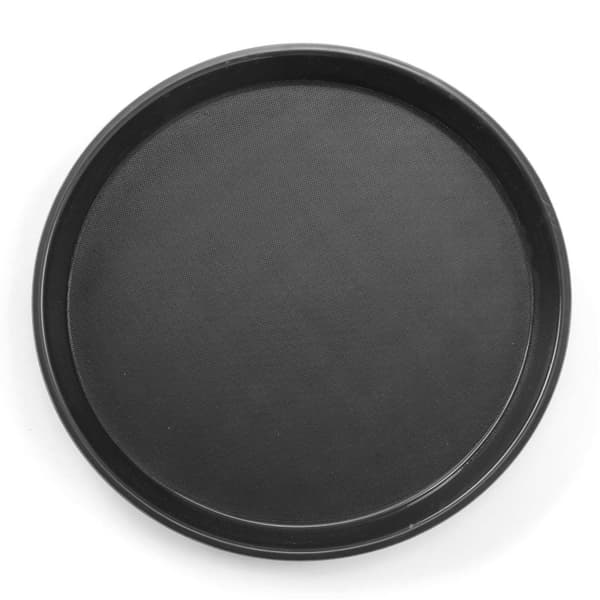 Tjenerbakke, skridsikker, modstandsdygtig, rund, med kant, dia. 32 cm - sort