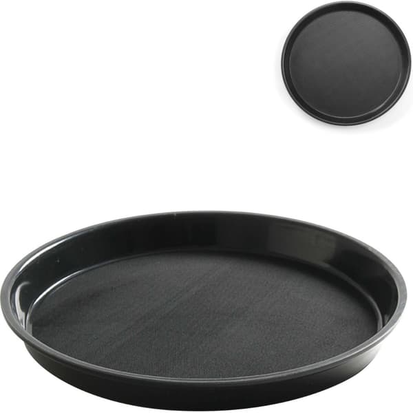 Tjenerbakke, skridsikker, modstandsdygtig, rund, med kant, dia. 32 cm - sort