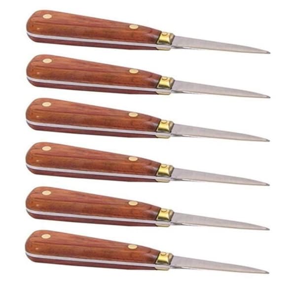 Bestick - Ostronlancetter - Trähandtag 16 cm - Rostfritt stål - Vit