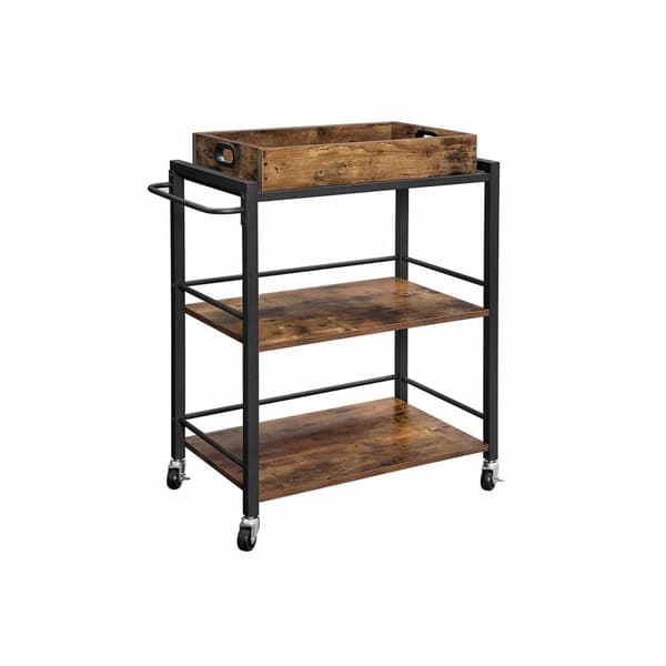 Serveringsvagn, VASAGLE LRC72X, 65x40x86 cm, Vintage/Mörkbrun Svart, Brun