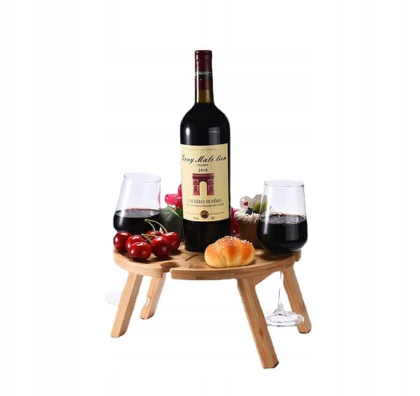 HOPPLÅBART PICKNICKBORD FÖR SNACKS, OST, VIN OCH FÖRRÄTTER I TRÄ