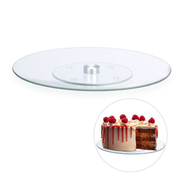 Relaxdays Turntable 360Â° tårtor Konditoriglas presentationstallrik 30 cm servering för att dekorera, transparent