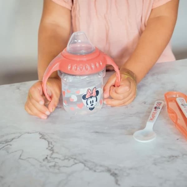THERMOBABY MINNIE 1:a åldern Matpaket - 1 nibbler + 1 skål med sked + 1 kopp med handtag + Set med 2 bestick