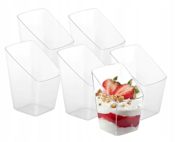 Fyrkantiga behållare för desserter 50 ml plast 24 stycken