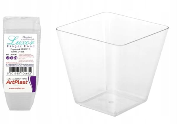 Fyrkantiga dessertbehållare 120 ml plast 24 delar