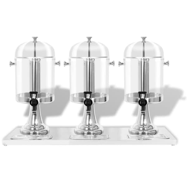 vidaXL Trippel juicedispenser rustfritt stål 3 x 8 L