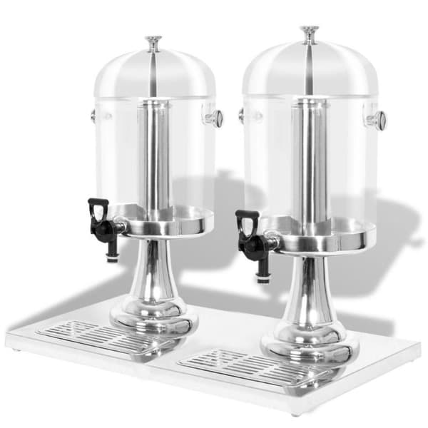 vidaXL Dobbel juicedispenser rustfritt stål 2 x 8 L