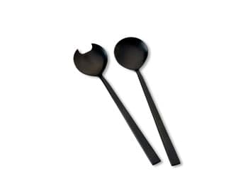Salatsbestik sort satin Bit