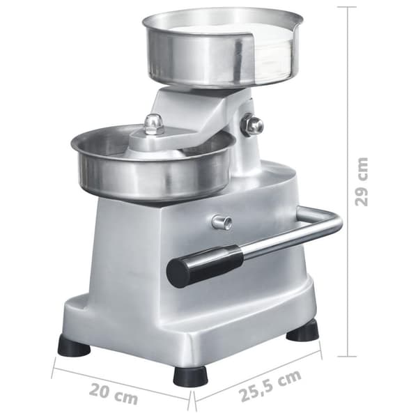 vidaXL Hamburgerpresse med 500 stk mellomleggspapir aluminium 13 cm