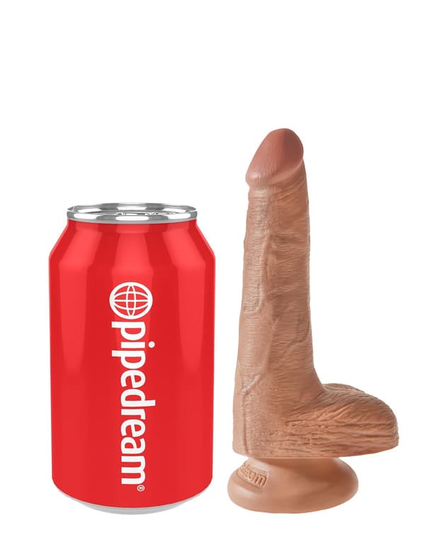 Dildo kiveksillä 18 cm - Ruskettunut