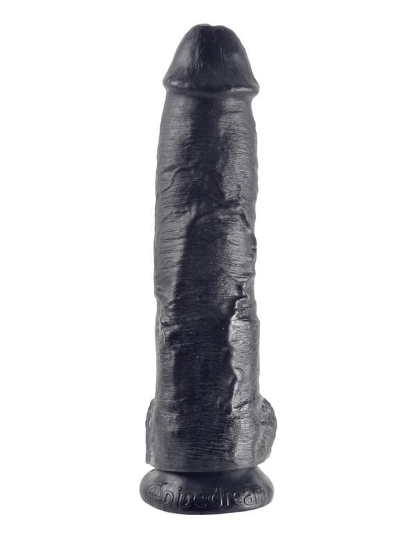 Dildo kiveksillä 27 cm - Musta