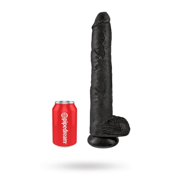 Dildo med Pung 38 cm - Svart