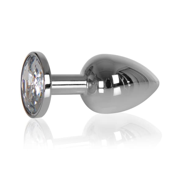 Analplugg med tyngd 145 g - Silver med Klar Sten