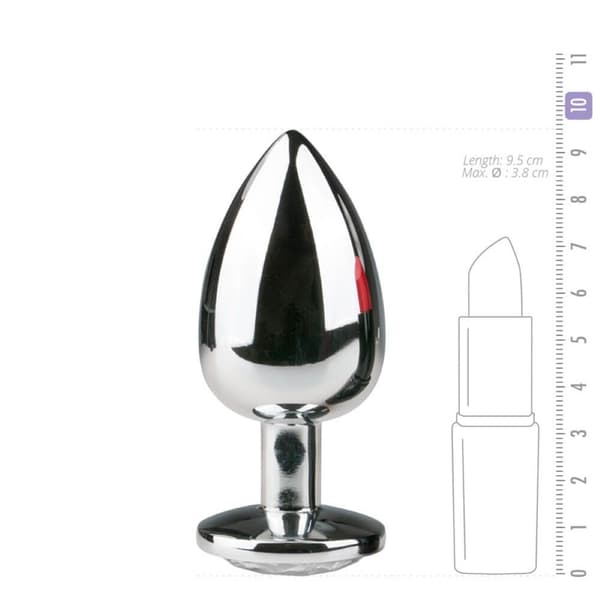 Stål Butt Plug Med Smykkesten - Medium