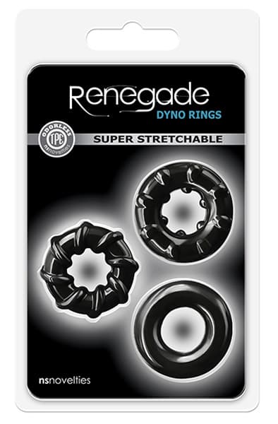 NS Novelties Renegade Dyno Rings Black Pakke med penisringer