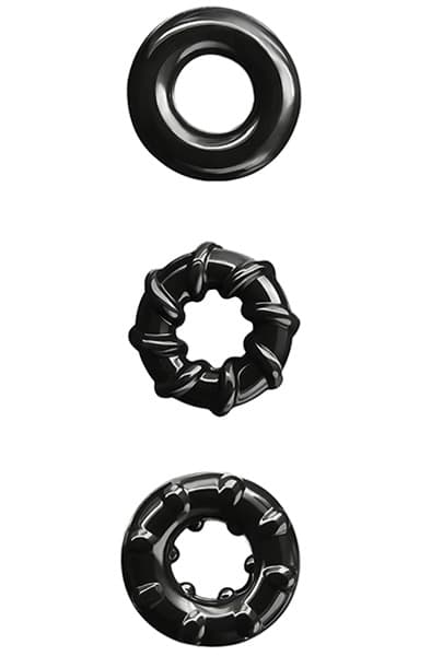 NS Novelties Renegade Dyno Rings Black Pakke med penisringer