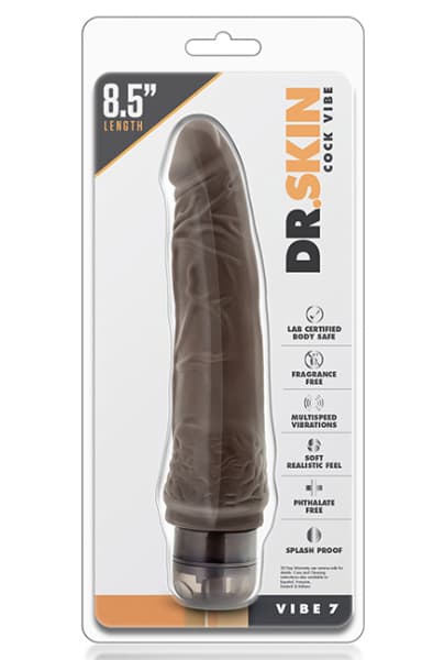 Dr. Skin Cock Vibe 7 Chocolate 21,5cm Dildo med vibrator