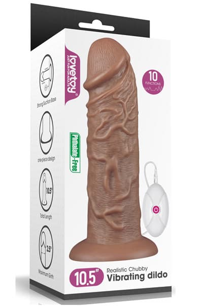 Realistic Chubby Vibrating Dildo 26,5cm Dildo med vibrator