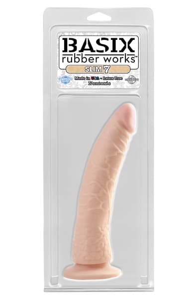Pipedream Basix Rubber Works Slim with Suction Cup 20cm Dildo