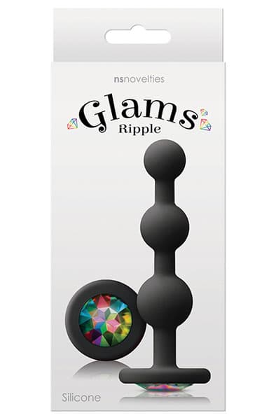 Glams Ripple Rainbow Gem Black Analplugg