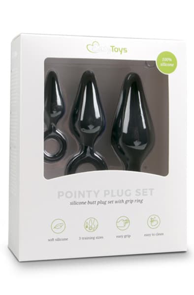 Easytoys Black Buttplug Set With Pull Ring Analpluggar paket