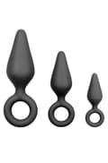 Miniatyrbild 1 av 2: Easytoys Black Buttplug Set With Pull Ring Analpluggar paket