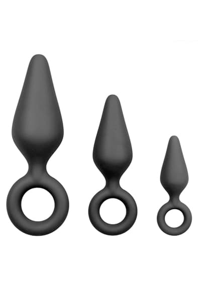 Easytoys Black Buttplug Set With Pull Ring Analpluggar paket