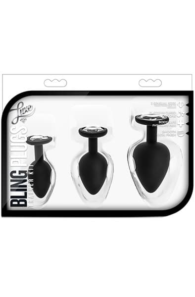 Luxe Bling Plugs Training Kit White Gems Analplug pakke