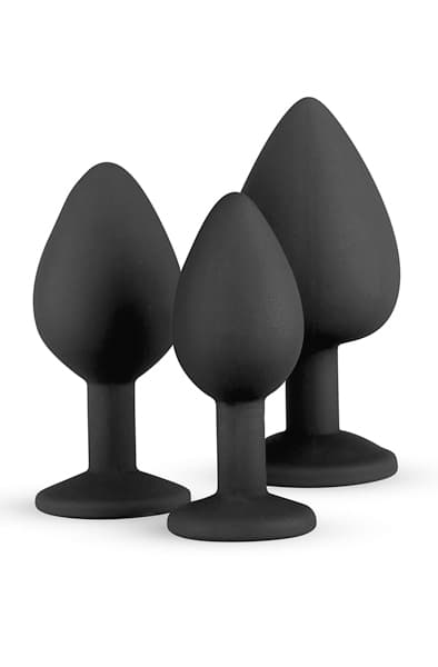 Easytoys Silicone Buttplug Set with Diamond Black Anaplugger pakke