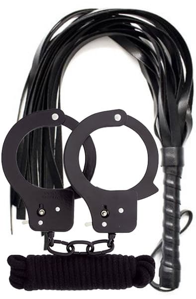 Cuffs, Rope & Whip Black Pakettitarjous