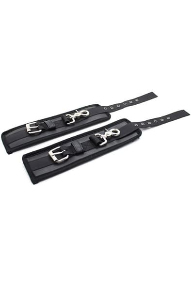 Leather Handcuffs With Big Hoops Black Håndjern