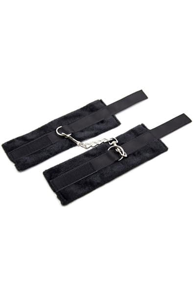 Fetish Fur Hand Cuffs Black Håndjern