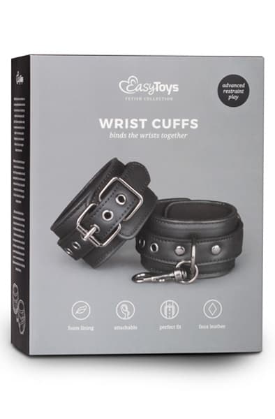 Easytoys Black Leather Handcuffs Handbojor