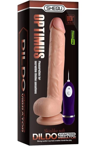 Shequ Realistic Vibe Remote Control Optimus 28cm Dildo med vibrator