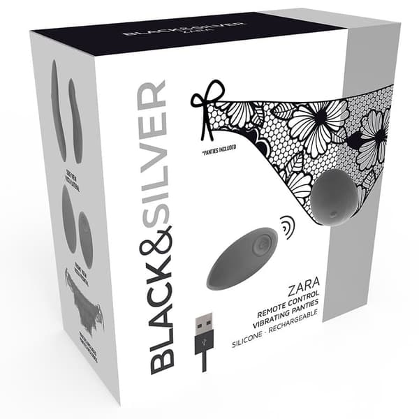 BLACK & SILVER ZARA FJERNSTYRET VIBRATOR MED TRUSSE