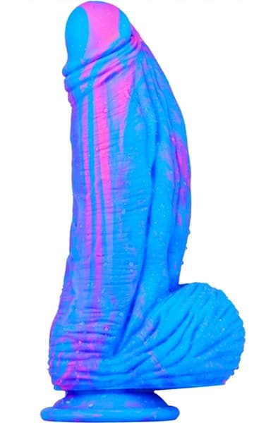 Silicone Dildo Fat Dick Blue-Pink 25cm