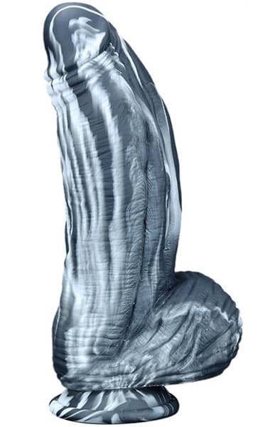 Silicone Dildo Fat Dick Black-White 25cm