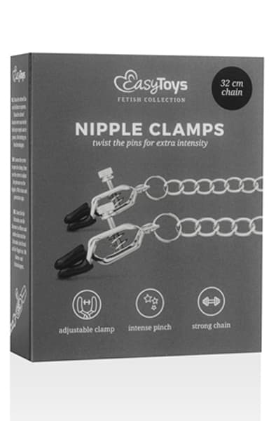 Easytoys Big Nipple Clamps With Chain 45 cm Brystklemmer med kæde