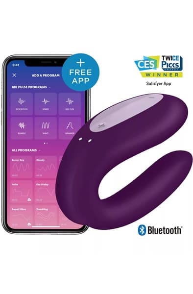 Satisfyer Double Joy Purple Appstyrt parvibrator