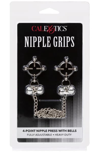 Cal Exotics 4-Point Nipple Press With Bells Brystklemmer med kæde