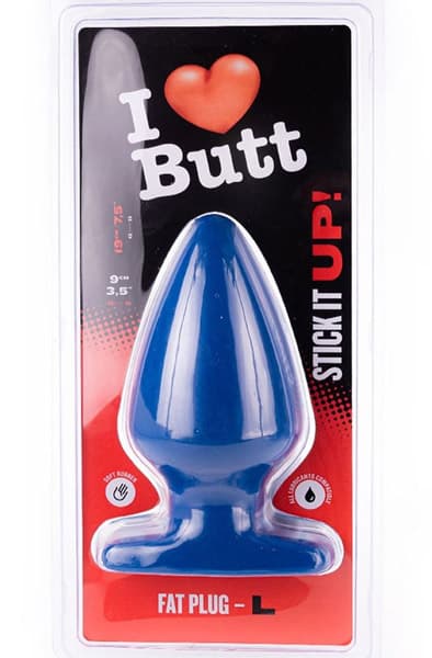I Love Butt Fat Plug Blue Large 19cm Grovere analplugg
