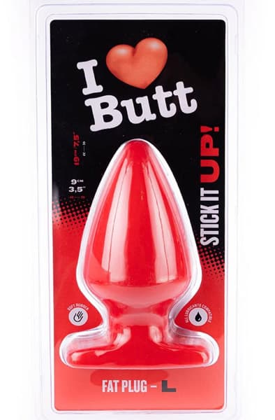 I Love Butt Fat Plug Red Large 19cm Ekstra tyk analplug