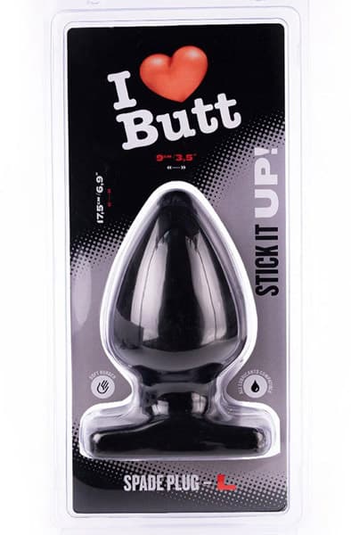I Love Butt Spade Plug Black Large 17,5cm Grovere analplugg