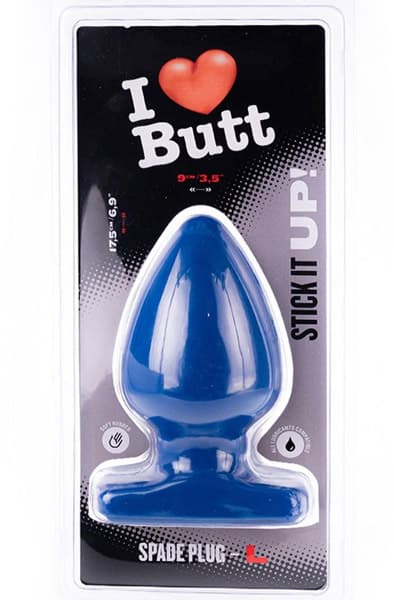 I Love Butt Spade Plug Blue Large 17,5cm Grovere analplugg