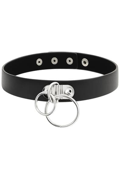 Hand Crafted Choker Vegan Leather Double Ring