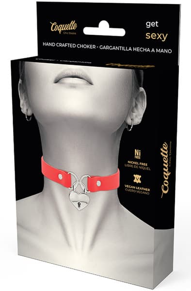 Coquette Hand Crafted Choker Keys Heart Red