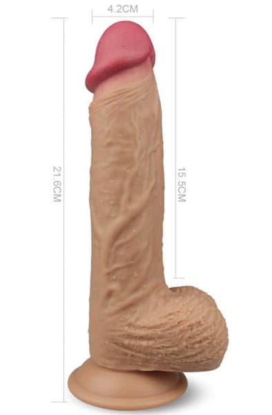Dual Layered Rotating Nature Cock 21,5cm Vibrerende dildo
